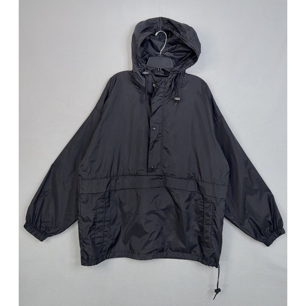 J.Crew Sport Anorak Jacket Men XL Black Plain Pullover Windbreaker Gorpcore